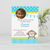 Mod Monkey Birthday Party Einladungen für Jungen (Stehend Vorderseite)