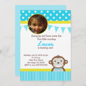 Mod Monkey Birthday Party Einladungen für Jungen (Vorne/Hinten)