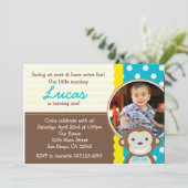 Mod Monkey Foto 1. Geburtstag Einladung (Stehend Vorderseite)