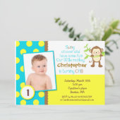 Mod Monkey Foto Geburtstagsparty Einladung (Stehend Vorderseite)