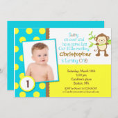 Mod Monkey Foto Geburtstagsparty Einladung (Vorne/Hinten)