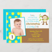 Mod Monkey Foto Geburtstagsparty Einladung (Vorne/Hinten)