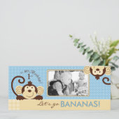 Mod Monkey Foto Template Geburtstag Einladung (Stehend Vorderseite)