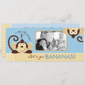 Mod Monkey Foto Template Geburtstag Einladung (Vorne/Hinten)