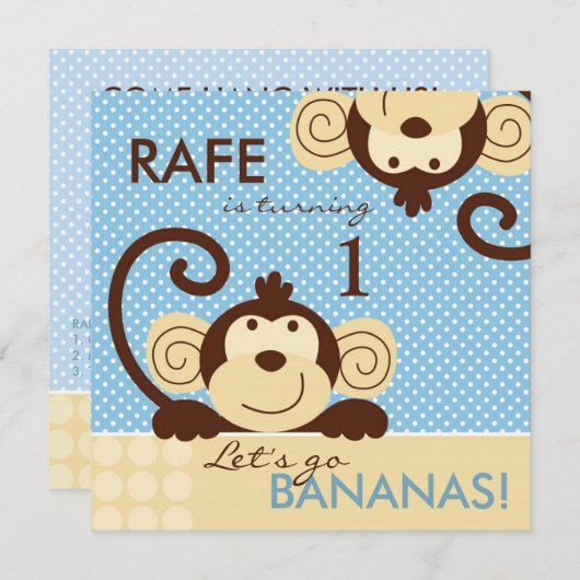 Mod Monkey Geburtstag Einladung (Vorne/Hinten)
