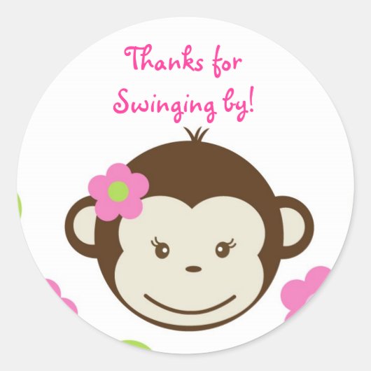 Mod Monkey Girls Round Gefallen Stickers Siegel (Vorderseite)