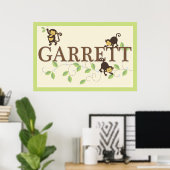 Mod Monkey Personalisiert Custom Baby Name Poster (Heimbüro)