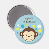 Mod Monkey Polka Dots Birthday Gefälligkeitsmagnet Magnet (Vorderseite/Rückseite)