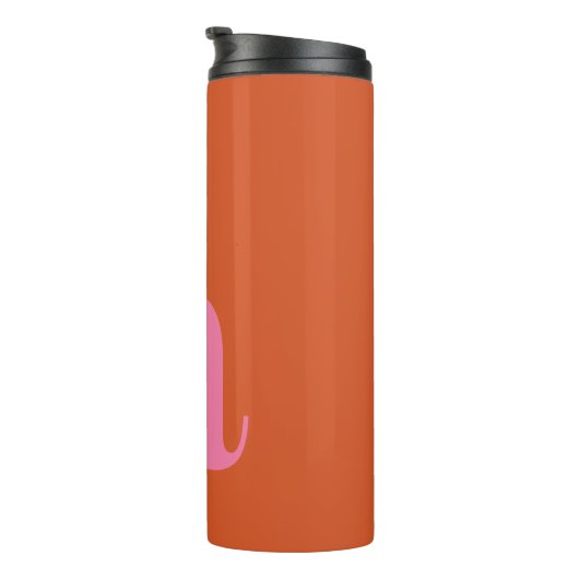 Mod Monogram, lebend, Anfangsbuchstabe Rosa Orange Thermosbecher (Nach rechts gedreht)