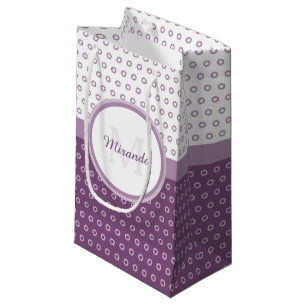 Mod-Monogramm für Lila und weiße Polka-Dosen mit N Kleine Geschenktüte