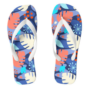 Mod Monstera Blatt Abstract Hawaiian Tropical -Nav Badesandalen