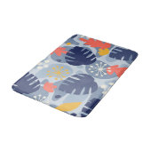Mod Monstera Leaf Abstrakt Hawaiian Tropical - Blu Badematte (Schrägansicht)