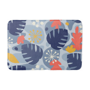 Mod Monstera Leaf Abstrakt Hawaiian Tropical - Blu Badematte