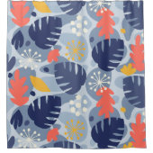 Mod Monstera Leaf Abstrakt Hawaiian Tropical - Blu Duschvorhang (Vorderseite)