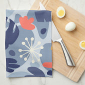 Mod Monstera Leaf Abstrakt Hawaiian Tropical - Blu Geschirrtuch (Viertel Falte)