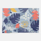 Mod Monstera Leaf Abstrakt Hawaiian Tropical - Blu Geschirrtuch (Horizontal)