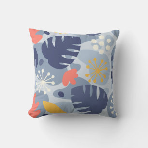 Mod Monstera Leaf Abstrakt Hawaiian Tropical - Blu Kissen