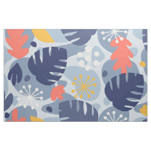Mod Monstera Leaf Abstrakt Hawaiian Tropical - Blu Stoff