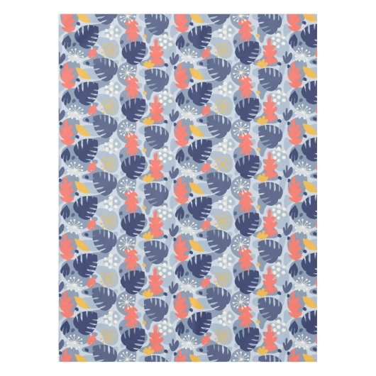 Mod Monstera Leaf Abstrakt Hawaiian Tropical - Blu Tischdecke (Vorderseite)