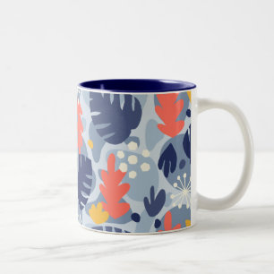 Mod Monstera Leaf Abstrakt Hawaiian Tropical - Blu Zweifarbige Tasse