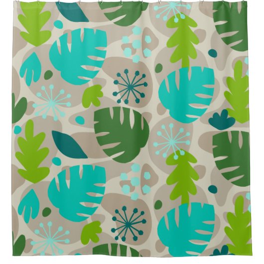 Mod Monstera Leaf Abstrakt Hawaiian Tropical - Coo Duschvorhang (Vorderseite)