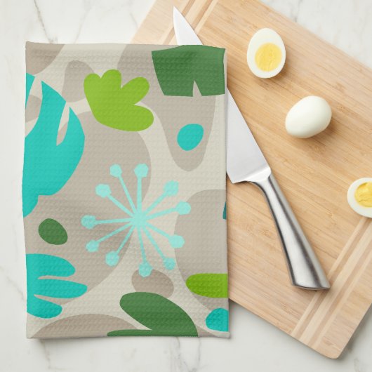 Mod Monstera Leaf Abstrakt Hawaiian Tropical - Coo Geschirrtuch (Viertel Falte)