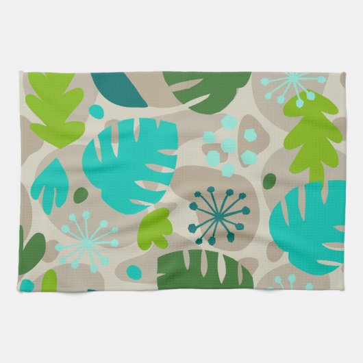 Mod Monstera Leaf Abstrakt Hawaiian Tropical - Coo Geschirrtuch (Horizontal)