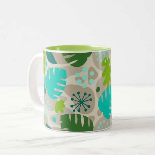 Mod Monstera Leaf Abstrakt Hawaiian Tropical - Coo Zweifarbige Tasse (Vorderseite Links)