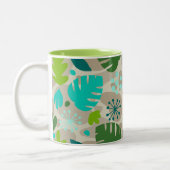 Mod Monstera Leaf Abstrakt Hawaiian Tropical - Coo Zweifarbige Tasse (Links)