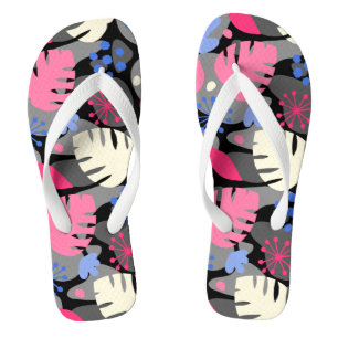 Mod Monstera Leaf Abstrakt Hawaiian Tropical - Gra Badesandalen