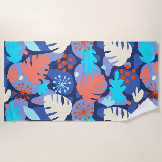 Mod Monstera Leaf Abstrakt Hawaiische Tropische Ma Strandtuch (Vorderseite)