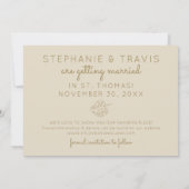 Mod Monstera Leaf Green und Tan Wedding Save The Date (Rückseite)