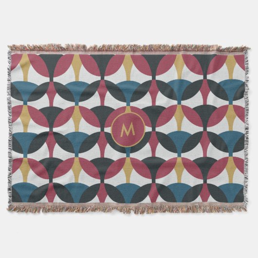 Mod Muster Fleece Blankon mit Monogramm Decke (Vorderseite)