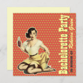 Mod-Muster-Retro-Button nach oben Junggeselinnen-A Einladung (Vorne/Hinten)