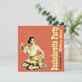 Mod-Muster-Retro-Button nach oben Junggeselinnen-A Einladung (Stehend Vorderseite)