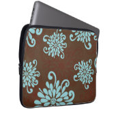 Mod-mutige Türkis-Blumen-Blumenlaptop-Hülse Laptopschutzhülle (Vorne Rechts)