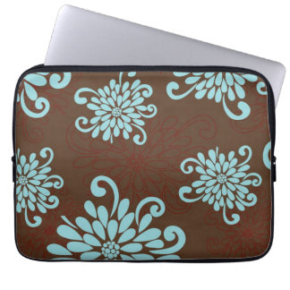 Mod-mutige Türkis-Blumen-Blumenlaptop-Hülse Laptopschutzhülle