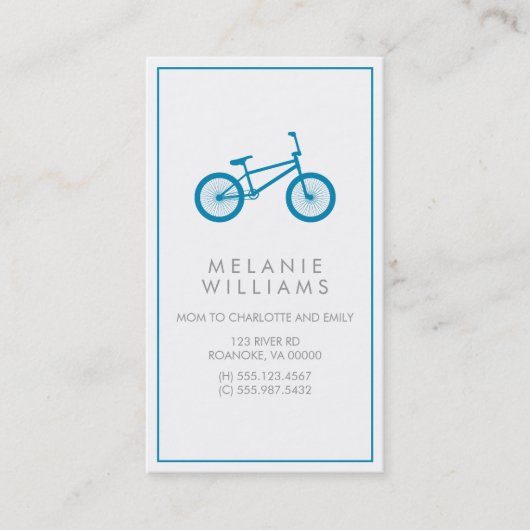 Mod Ocean Blue Bicycle Telefonnummerkarte (Vorderseite)