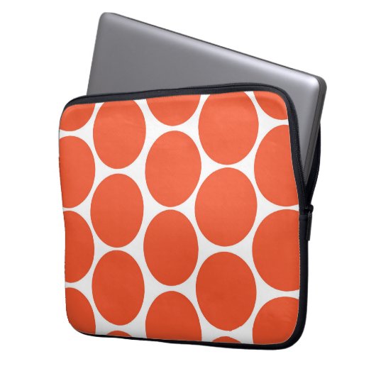 MOD-ORANGE POLKA-PUNKT-MUSTER LAPTOPSCHUTZHÜLLE (Vorderseite Links)