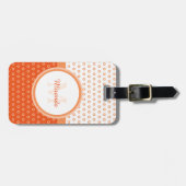 Mod Orange und White Polka Dots Monogramm mit Name Gepäckanhänger (Vorderseite horizontal)