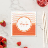 Mod Orange und White Polka Dots Monogramm mit Name Serviette (Beispiel)