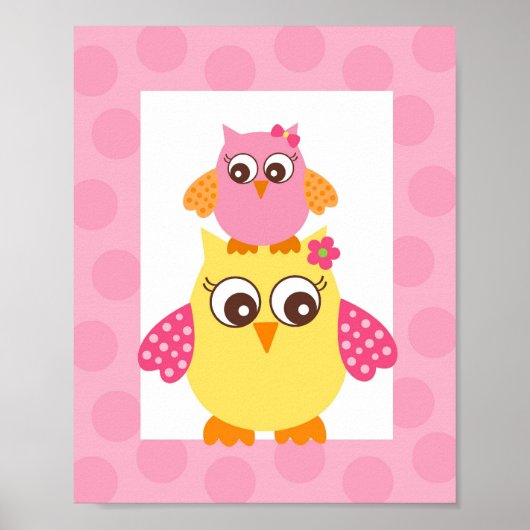 Mod Owl Blume Girls Kinderzimmer Poster (Vorne)