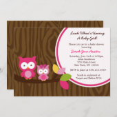 Mod Owl Girl Babydusche Einladungen (Vorne/Hinten)