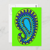 Mod Paisley Postkarte (Vorne/Hinten)