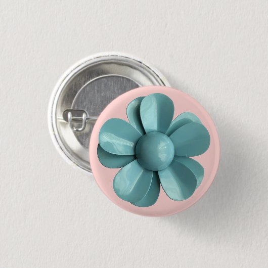 MOD Pale Blue Daisy Flower Spring Summer Wedding Button (Vorne & Hinten)