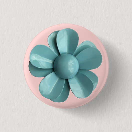 MOD Pale Blue Daisy Flower Spring Summer Wedding Button (Vorderseite)