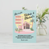 Mod Palm Springs Hochzeitskirche Mitte des Jahrhun Einladung (Stehend Vorderseite)