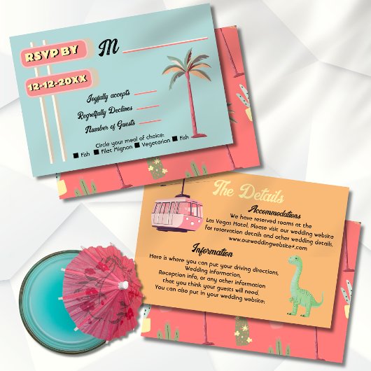 Mod Palm Springs Hochzeitszeichen Rsvp-Karten Einladung