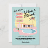 Mod Palm Springs Mitte des Jahrhunderts Wedding Si Einladung (Vorderseite)