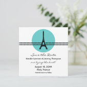 Mod Pariser Dots Save the Date einladen, Aqua (Stehend Vorderseite)